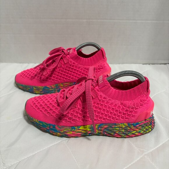 NOBULL Women’s 6.5 Knit Runners Hot Pink Reflective Laces Multicolor Sole Shoes - Picture 7 of 14